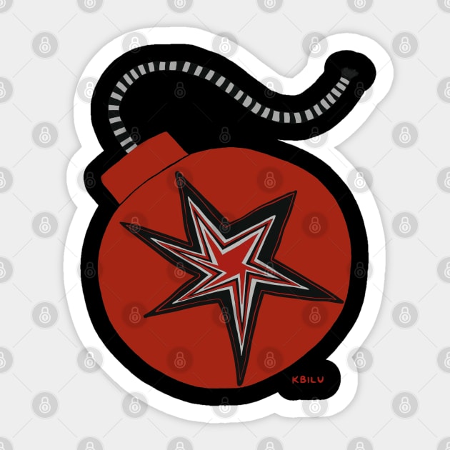 Red Bomb Sticker by KBILU_Art